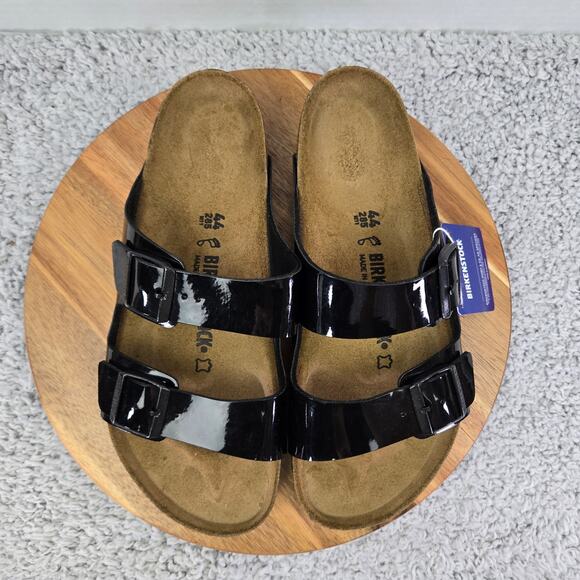 Birkenstock Arizona Birko-Flor Black Patent Leather Double Strap Sandal Mens 44 - Picture 6 of 13
